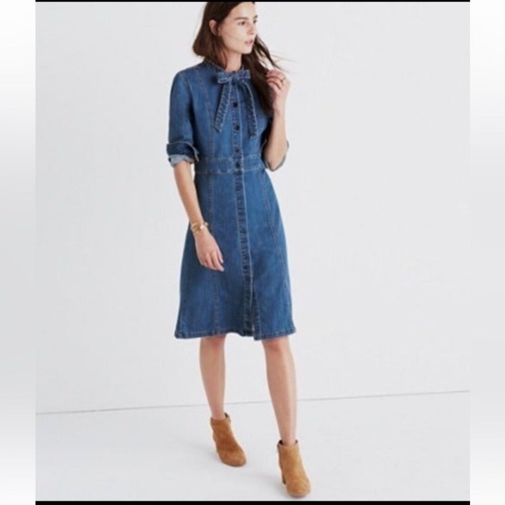 Madewell Blue Long Sleeve Denim Dress - Picture 9 of 11